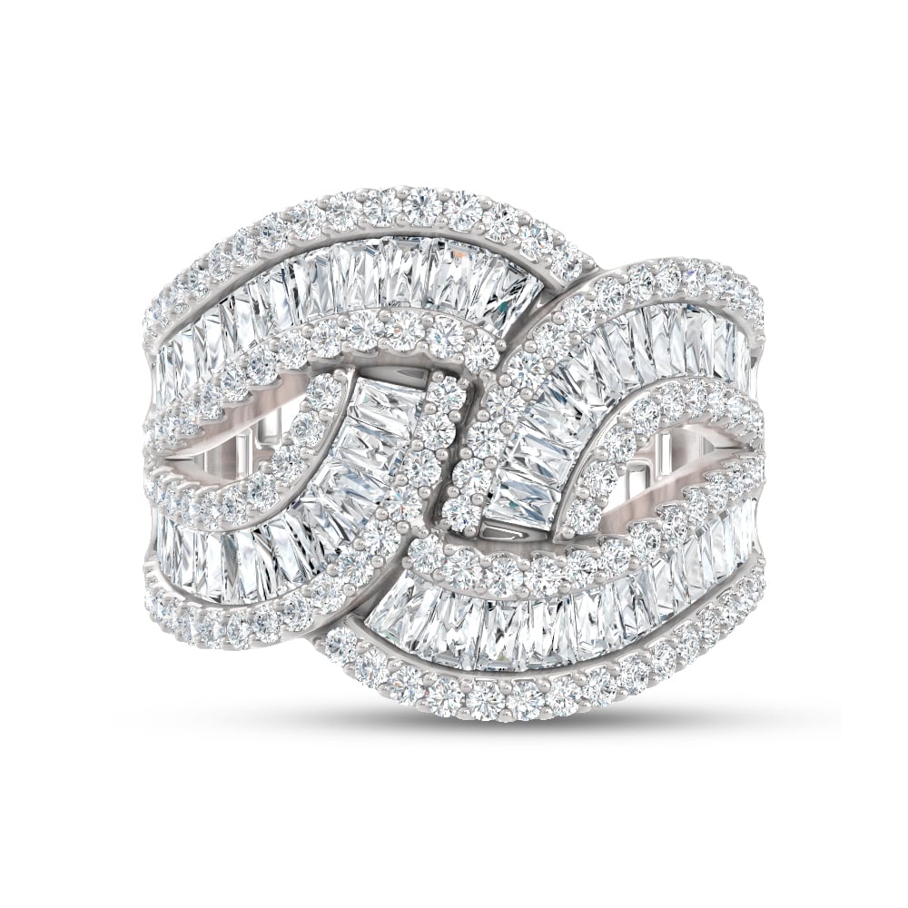 14K White Gold Lab Grown Diamond 2 3/8 Ct.Tw. Round and Tapper Fashion Ring