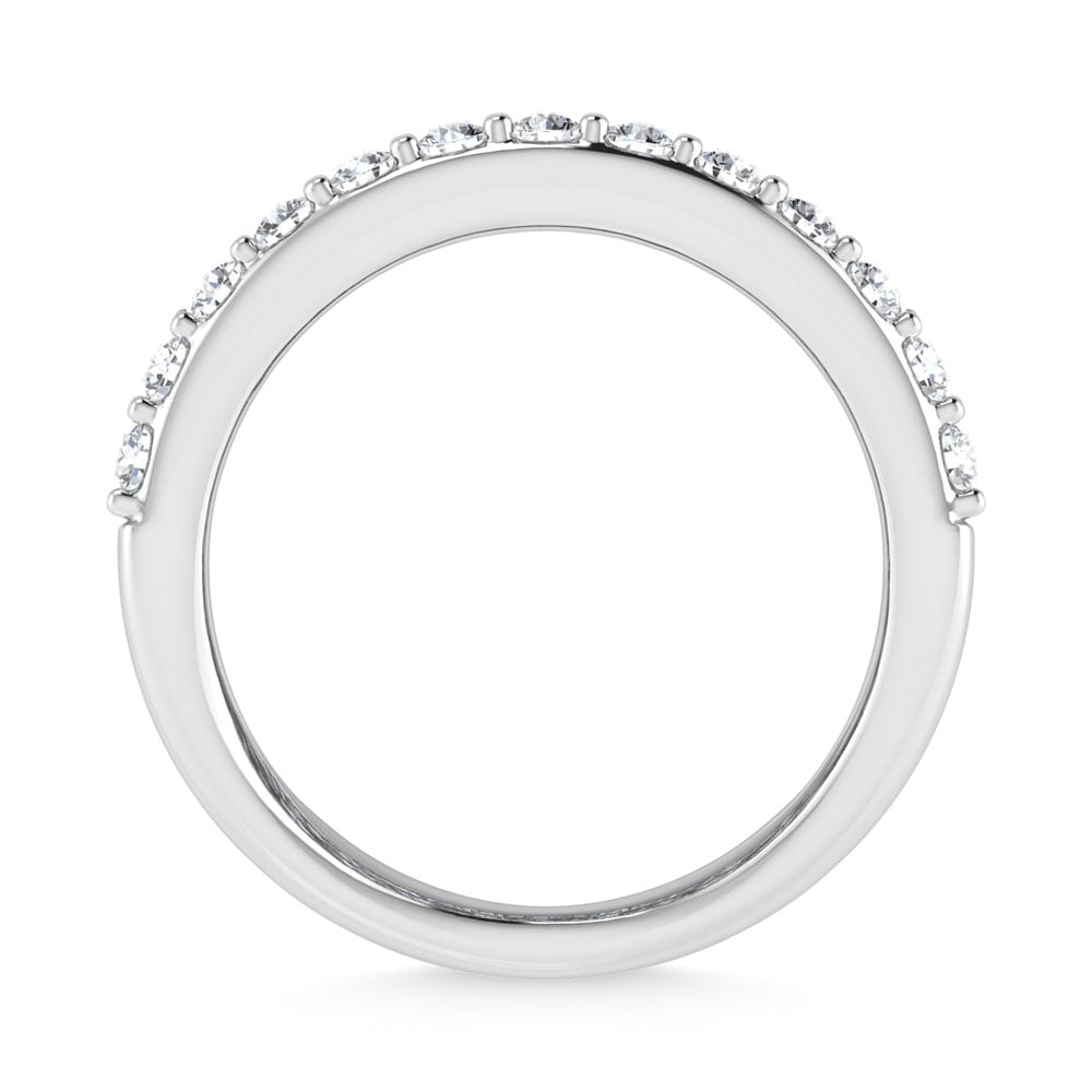 14K White Gold 3 Ct.Tw. Lab Grown Diamond Round and Baguette Cut Fashion Ring