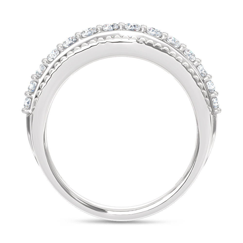 14K White Gold Lab Grown Diamond 2 1/2 Ct.Tw. Round and Baugette Fashion Ring