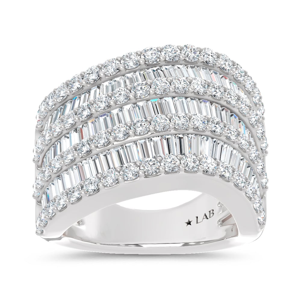 14K White Gold Lab Grown Diamond 2 1/2 Ct.Tw. Round and Tapper Fashion Ring