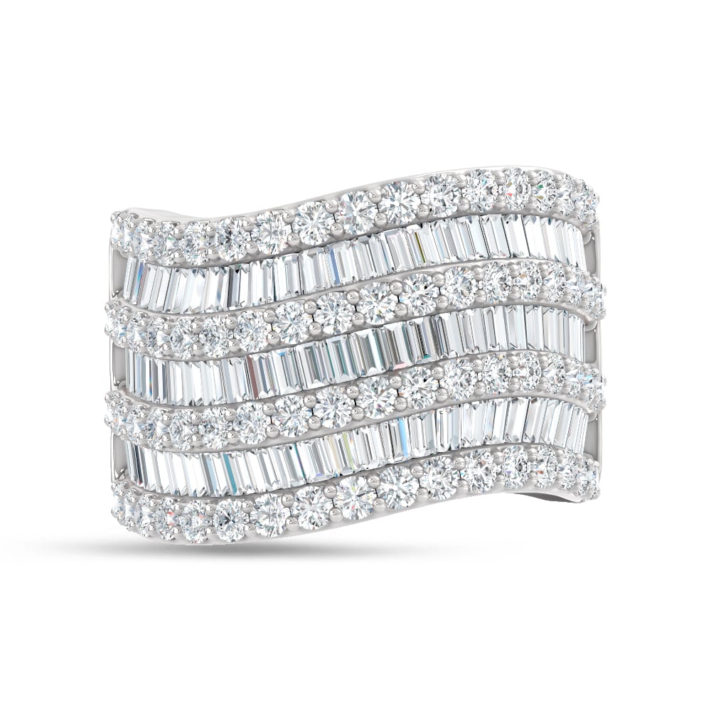 14K White Gold Lab Grown Diamond 2 1/2 Ct.Tw. Round and Tapper Fashion Ring