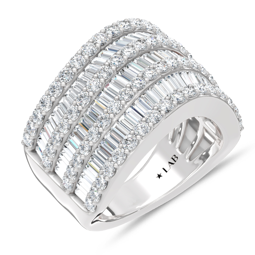 14K White Gold Lab Grown Diamond 2 1/2 Ct.Tw. Round and Tapper Fashion Ring