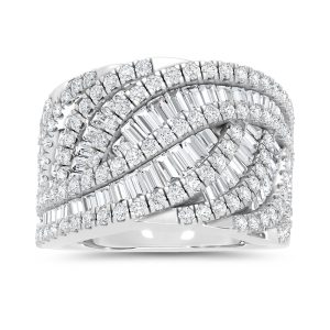14K White Gold Lab Grown Diamond 2 Ct.Tw. Round and Tapper Fashion Ring