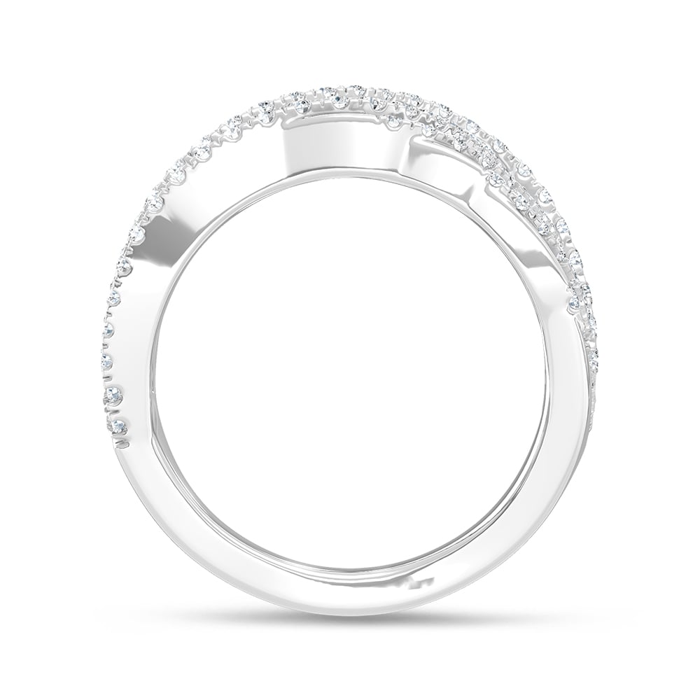 14K White Gold Lab Grown Diamond 2 Ct.Tw. Round and Tapper Fashion Ring