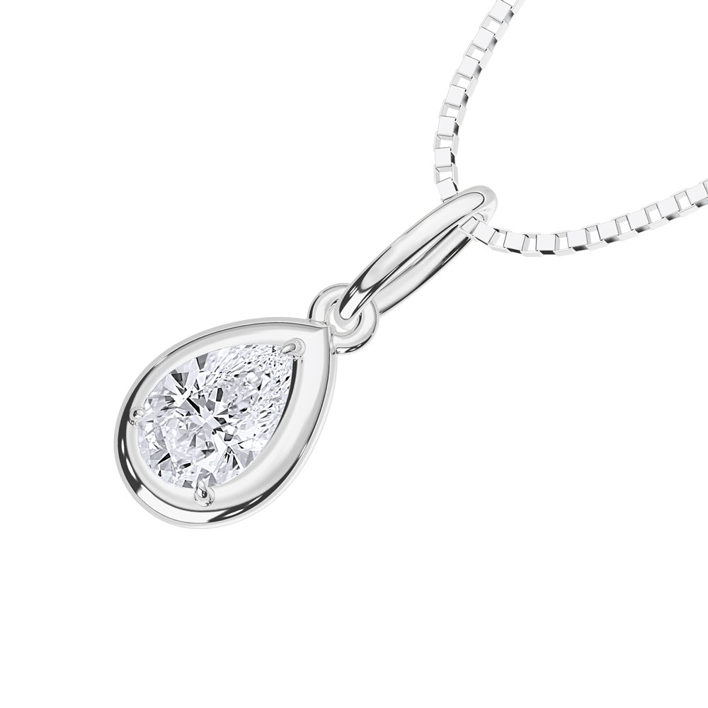 10K White Gold Lab Grown Diamond 1/4 Ct.Tw. Pear Shape Pendant