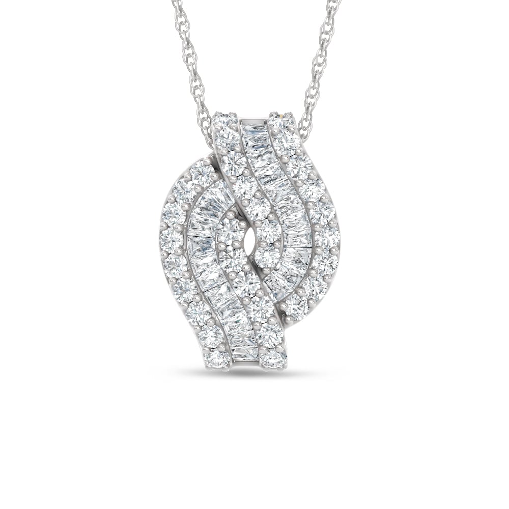 14K White Gold Lab Grown Diamond 1 3/8 Ct.Tw. Roud and Tapper Fashion Pendant