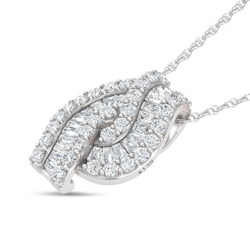 14K White Gold Lab Grown Diamond 1 3/8 Ct.Tw. Roud and Tapper Fashion Pendant