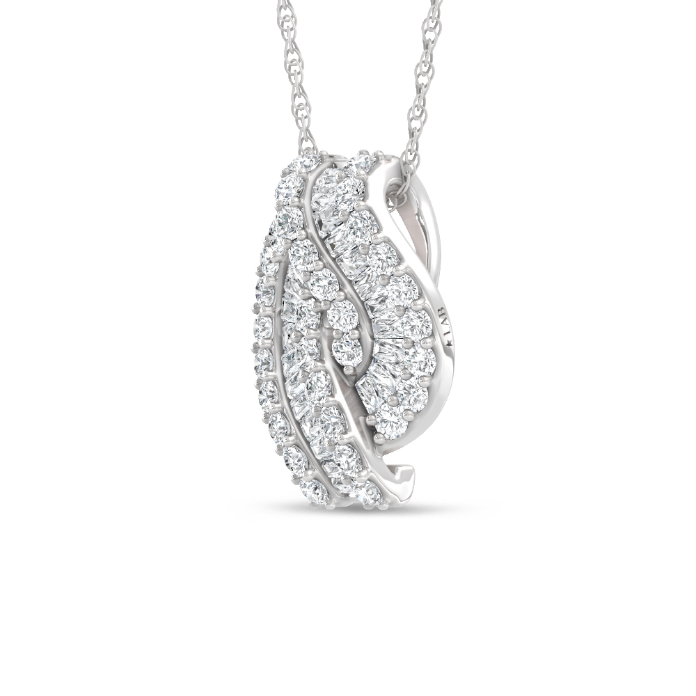 14K White Gold Lab Grown Diamond 1 3/8 Ct.Tw. Roud and Tapper Fashion Pendant