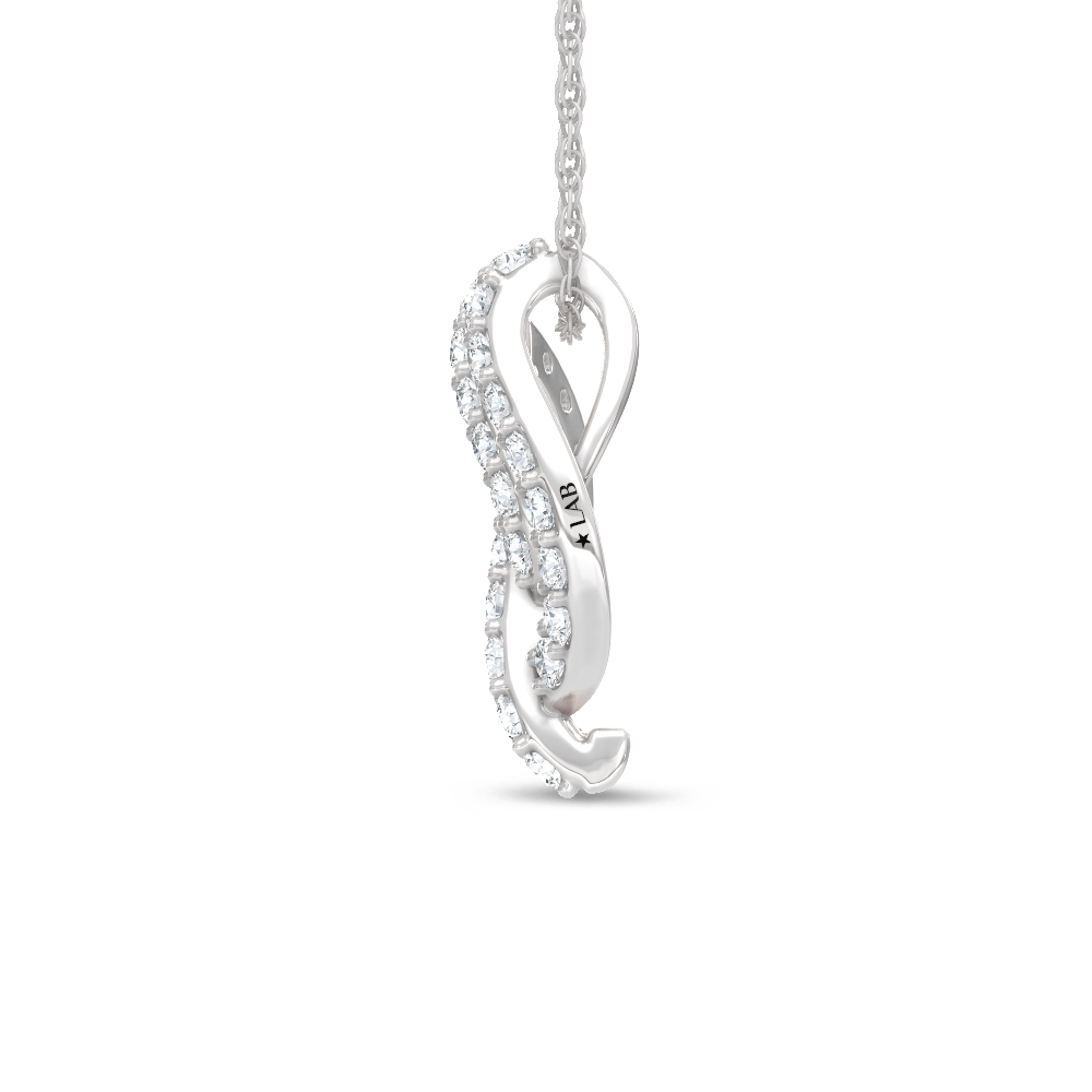14K White Gold Lab Grown Diamond 1 3/8 Ct.Tw. Roud and Tapper Fashion Pendant