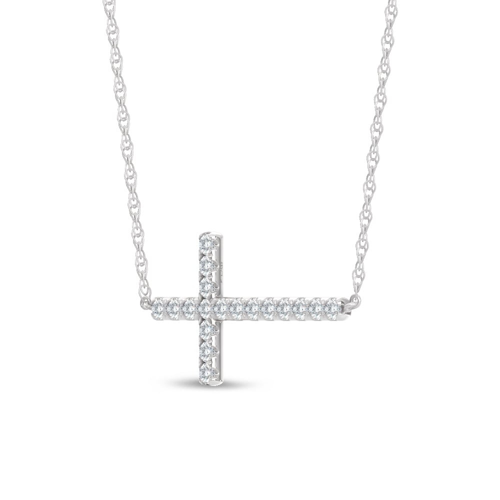 10K White Gold Lab Grown Diamond 1/2 Ct.Tw. Cross Pendant With Chain
