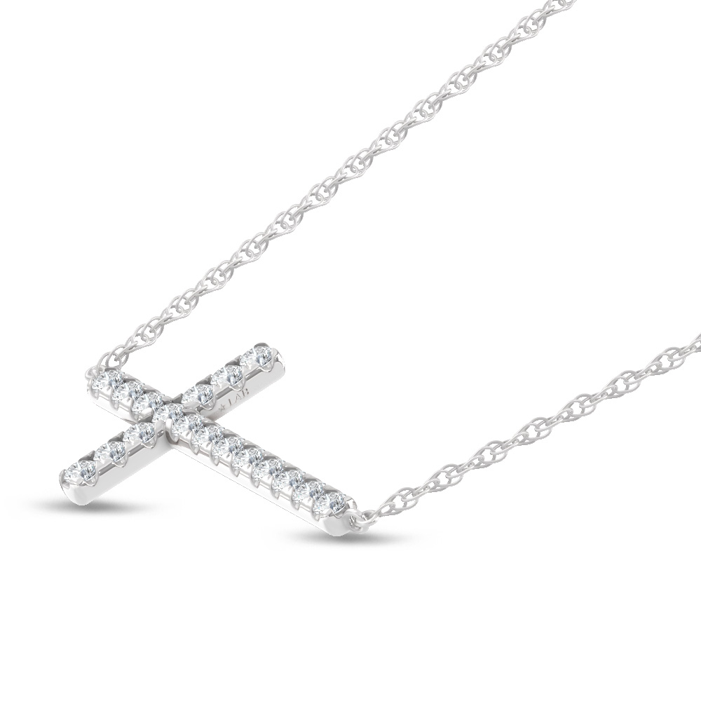 10K White Gold Lab Grown Diamond 1/2 Ct.Tw. Cross Pendant With Chain