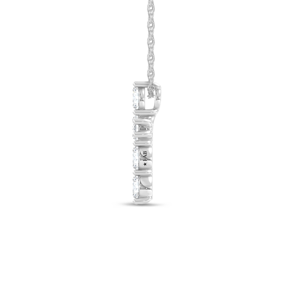 14K White Gold Lab Grown Oval Shape Diamond 1 Ct.Tw. Cross Pendant