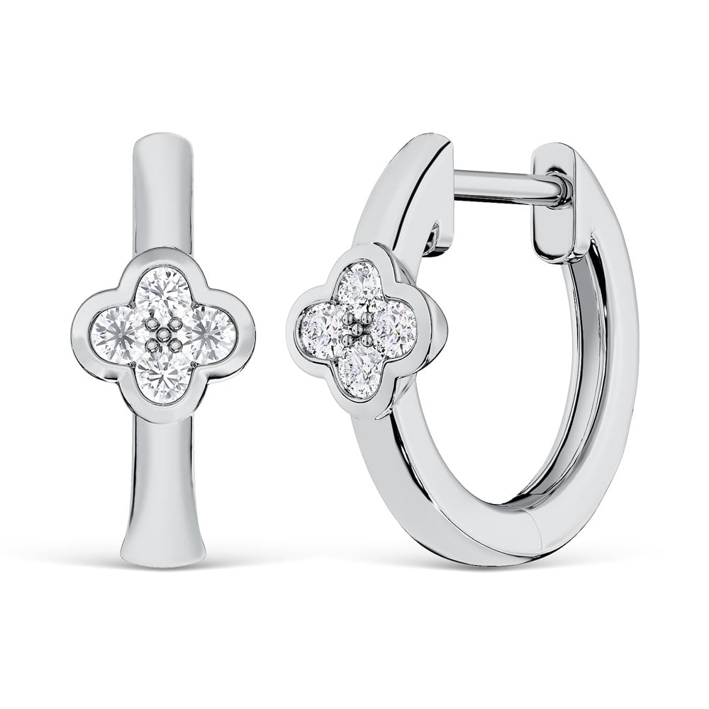 10K White Gold Lab Grown Diamond 1/10 Ct.Tw. Hoop Earrings
