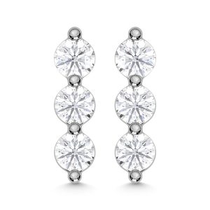 10K White Gold Lab Grown Diamond 1/6 Ct.Tw. Three Stone Earrings