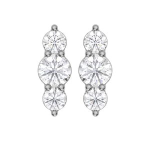10K White Gold Lab Grown Diamond 1/5 Ct.Tw. Three Stone Earrings