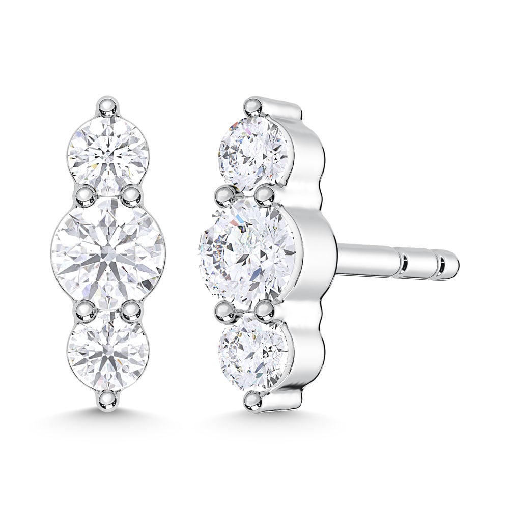 10K White Gold Lab Grown Diamond 1/5 Ct.Tw. Three Stone Earrings