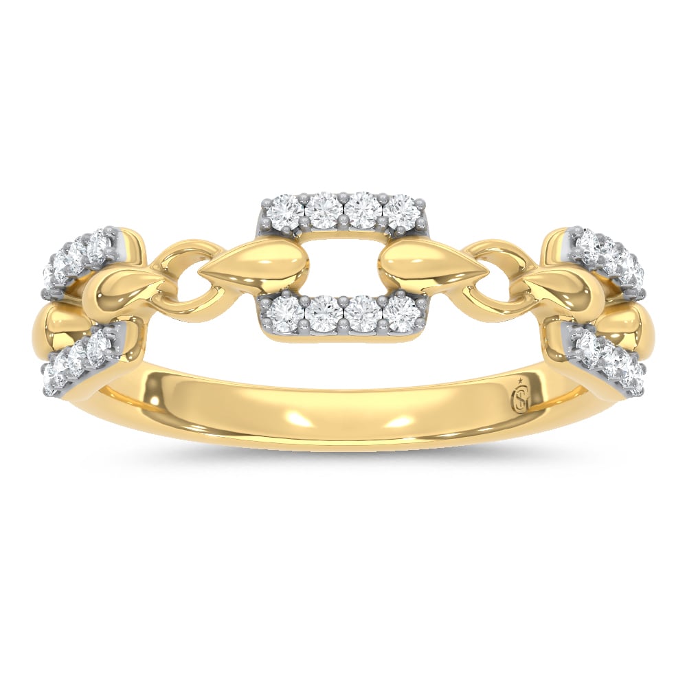 10K Two Tone 1/8 Ct.Tw. Lab Grown Diamond Fashion Ring