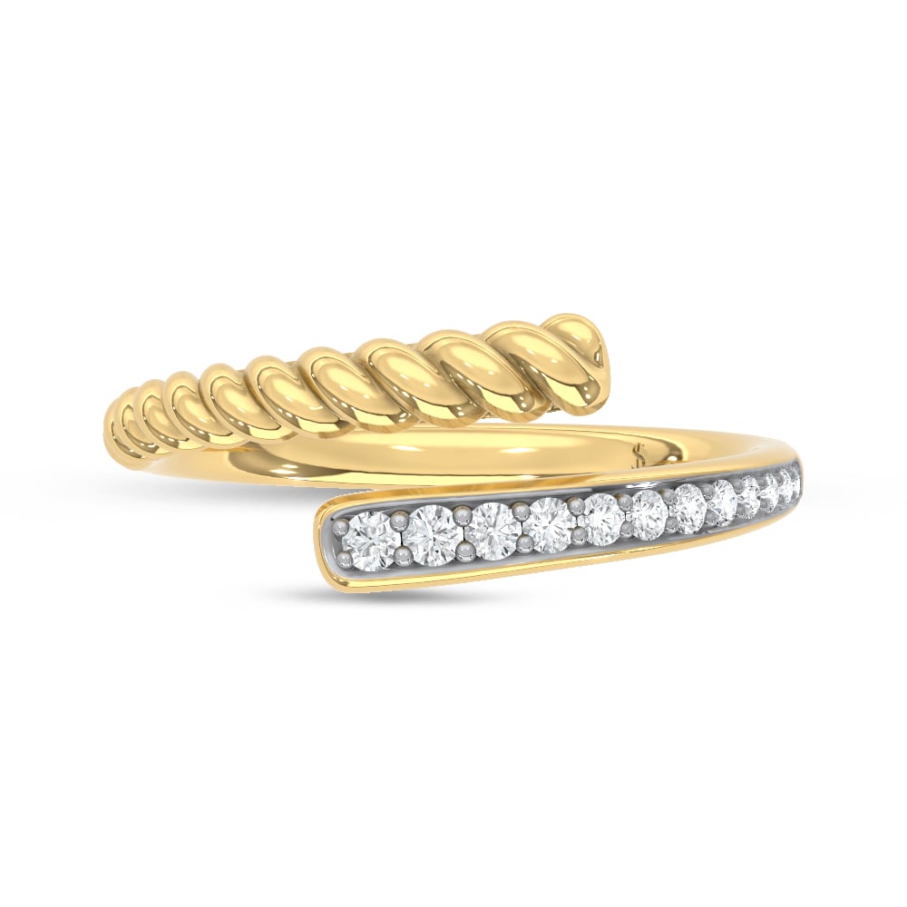 10K Two Tone 1/6 Ct.Tw. Lab Grown Diamond Bypass Ring