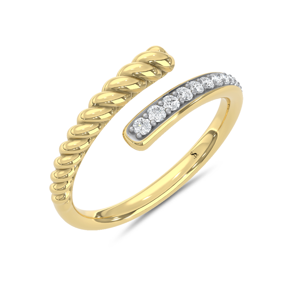 10K Two Tone 1/6 Ct.Tw. Lab Grown Diamond Bypass Ring