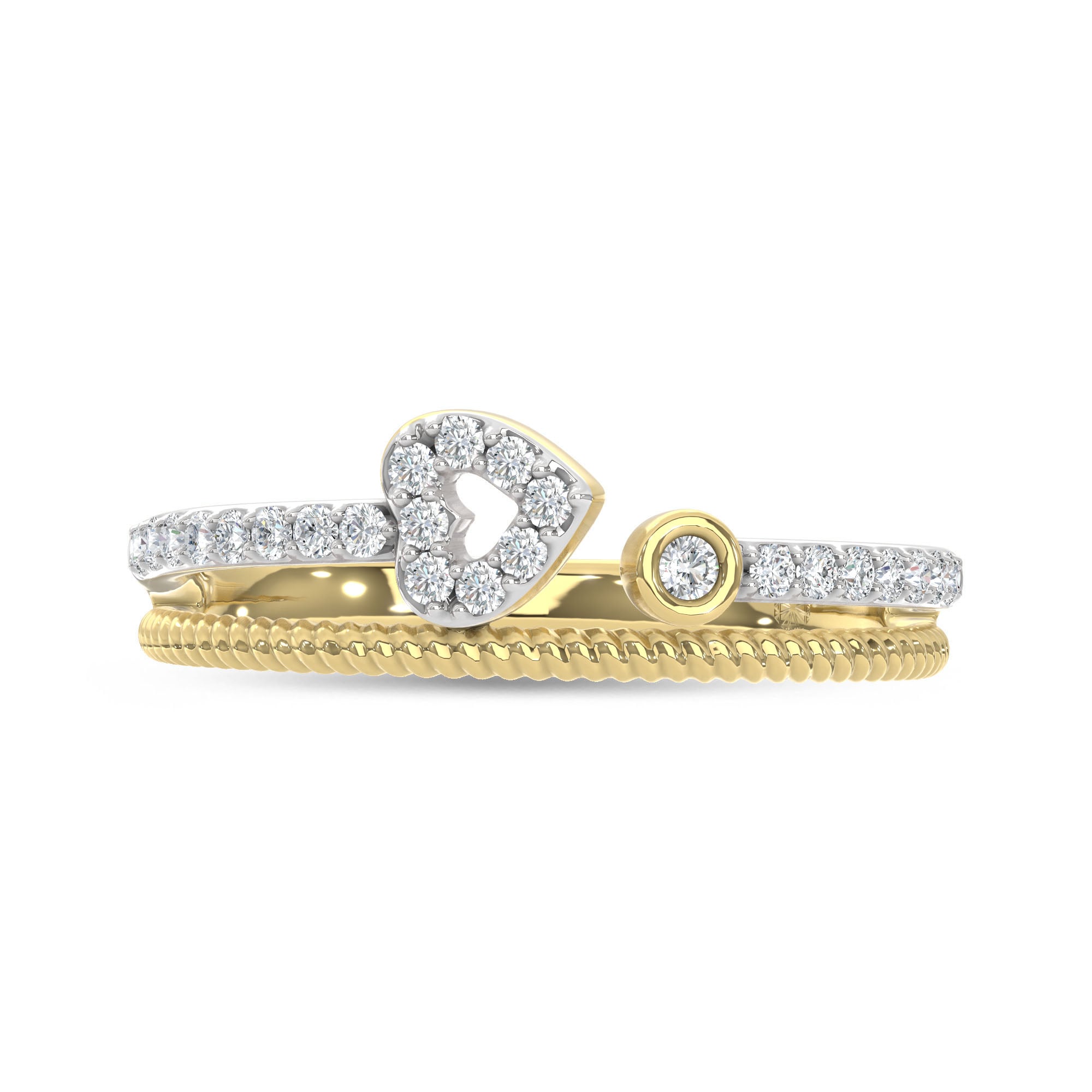 10K Two Tone Lab Grown Diamond 1/6 Ct.Tw. Fashion Ring