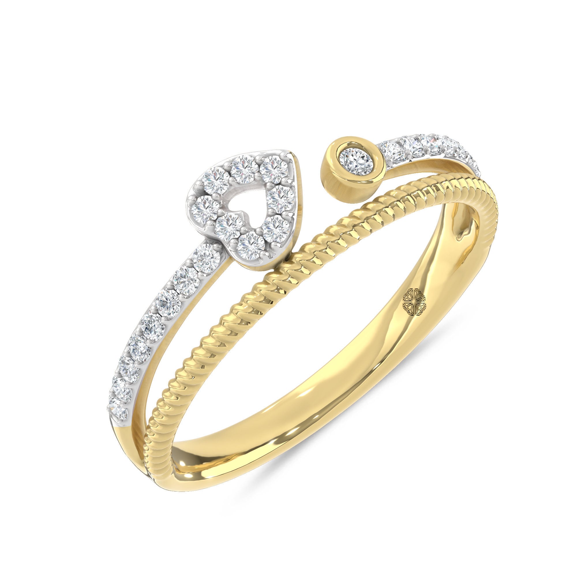 10K Two Tone Lab Grown Diamond 1/6 Ct.Tw. Fashion Ring