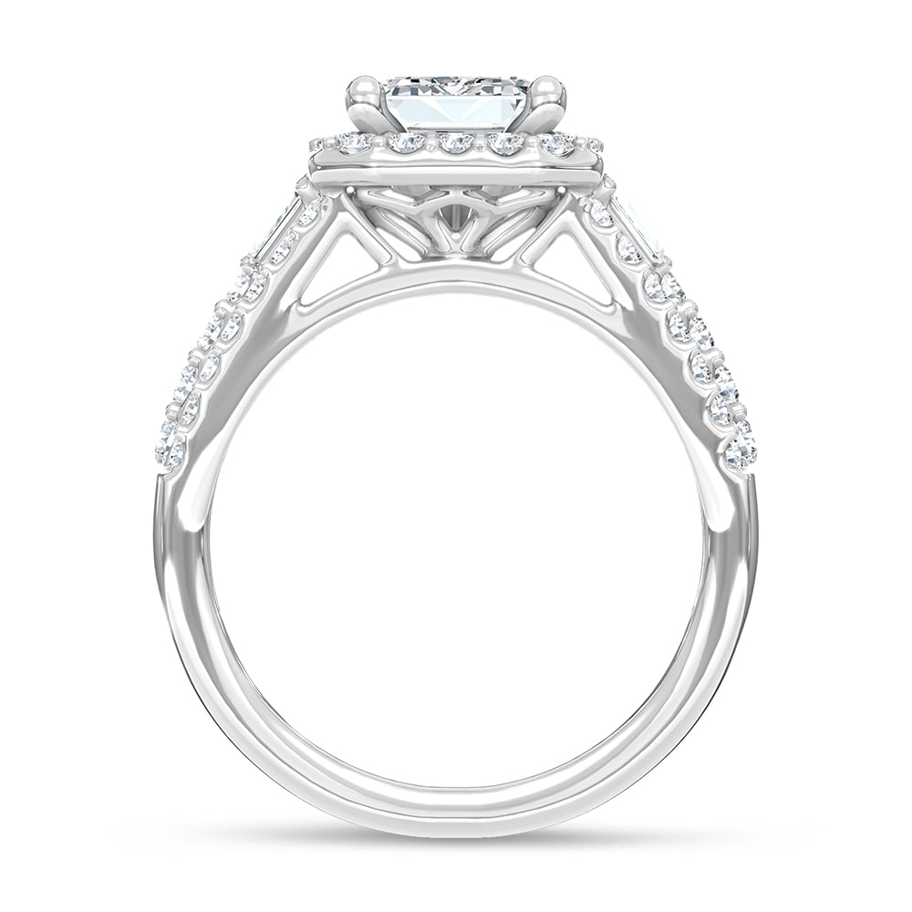 14K White Gold Lab Grown Diamond 3 Ct.Tw. Engagement Ring (Center 2ct Emerald)