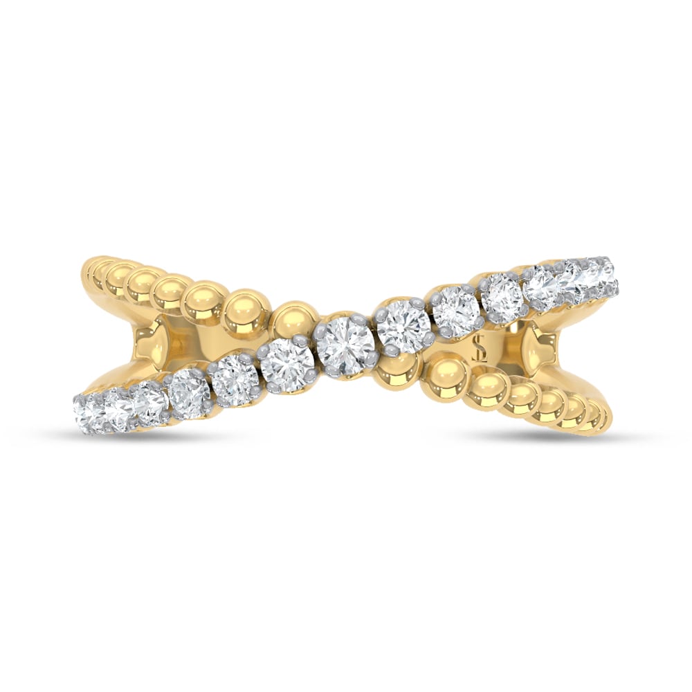 10K Two Tone 1/5 Ct.Tw. Lab Grown Diamond Crossover Fashion Ring