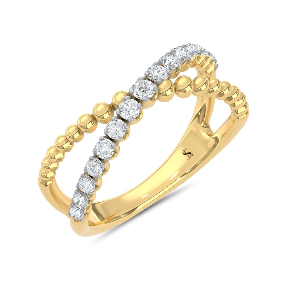 10K Two Tone 1/5 Ct.Tw. Lab Grown Diamond Crossover Fashion Ring