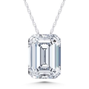 14K White Gold Lab Grown Diamond 1 Ct.Tw. Emerald Shape Slider Pendant