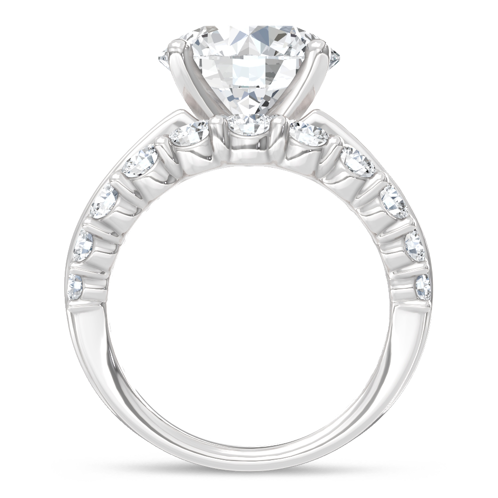 14K White Gold Lab Grown Diamond 9 Ct.Tw. Round Shape Engagement Ring (IGI Certified Center 5ct)