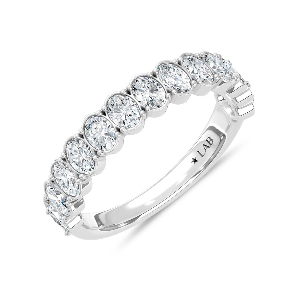 14K White Gold Lab Grown Diamond 1 1/3 Ct.Tw. Oval Shape Wedding Band