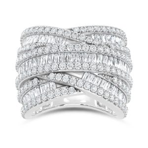 14K White Gold Lab Grown Diamond 2 1/4 Ct.Tw. Round and Tapper Fashion Ring