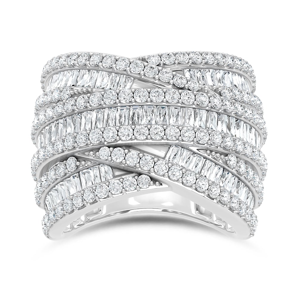 14K White Gold Lab Grown Diamond 2 1/4 Ct.Tw. Round and Tapper Fashion Ring