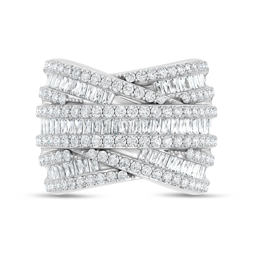 14K White Gold Lab Grown Diamond 2 1/4 Ct.Tw. Round and Tapper Fashion Ring