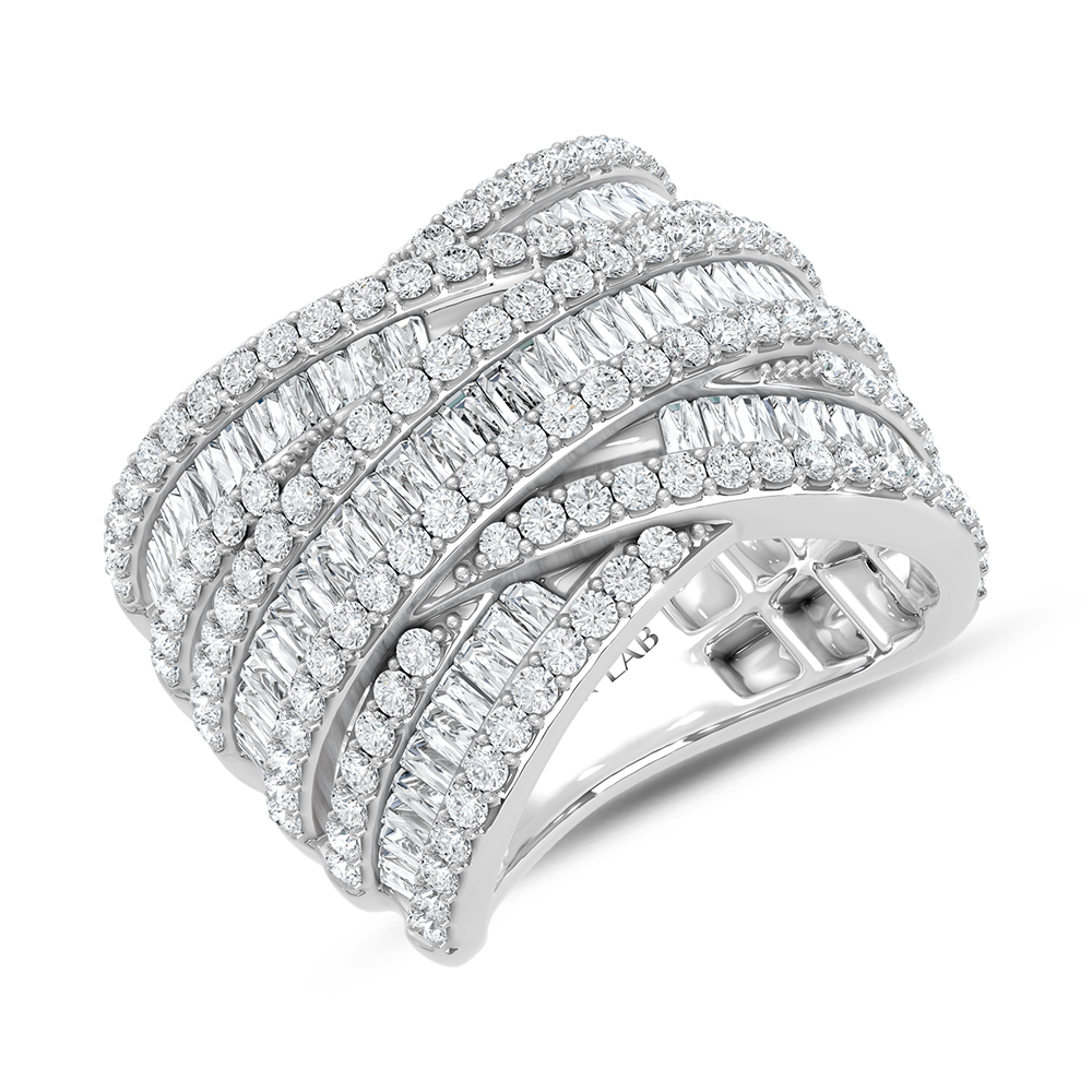 14K White Gold Lab Grown Diamond 2 1/4 Ct.Tw. Round and Tapper Fashion Ring