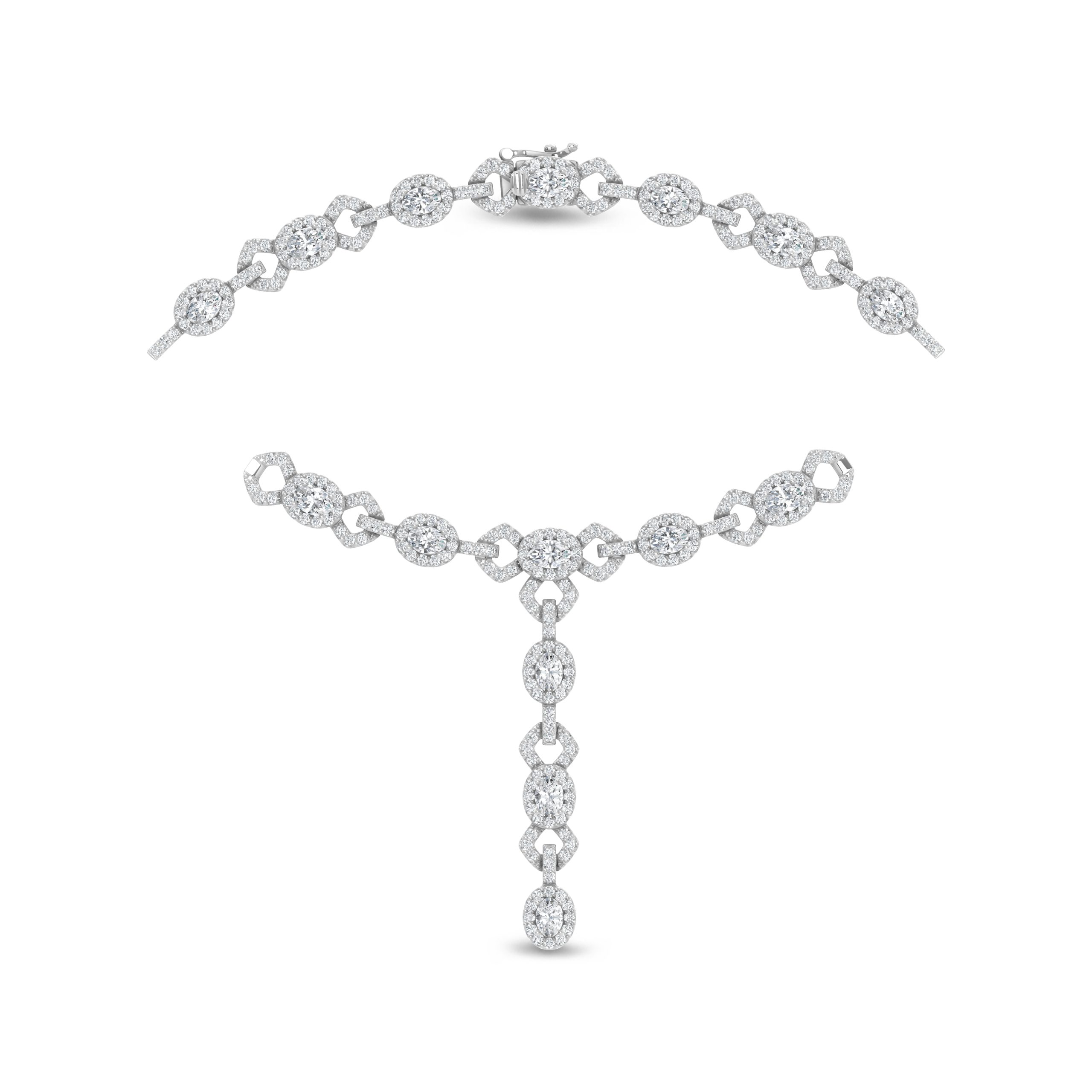 14K White Gold Lab Grown Diamond 15 1/2 Ct.Tw. Fashion Necklace