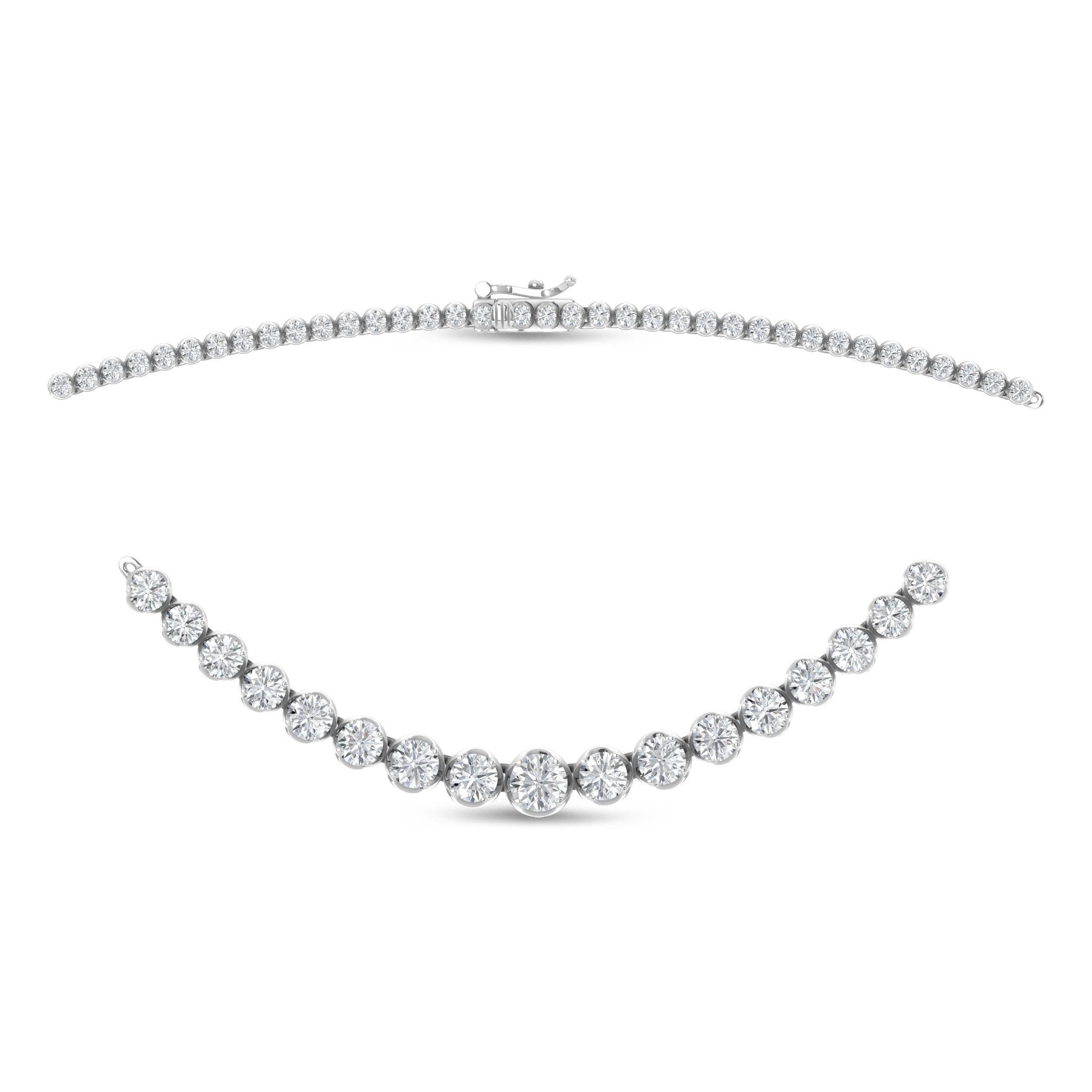 14K White Gold Lab Grown Diamond 8 Ct.Tw. Floating Necklace