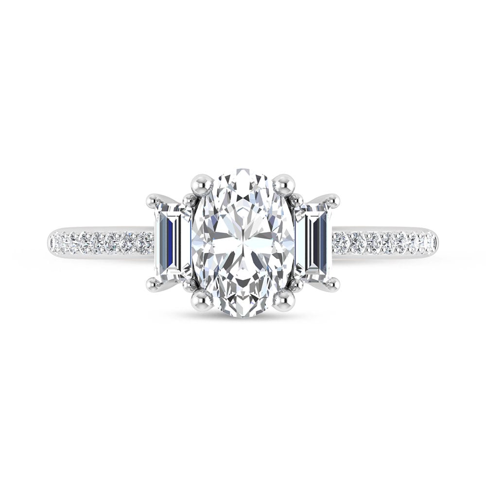 14K White Gold 1 1/4 Ct.Tw. Lab Grown Diamond Three Stone Engagement Ring