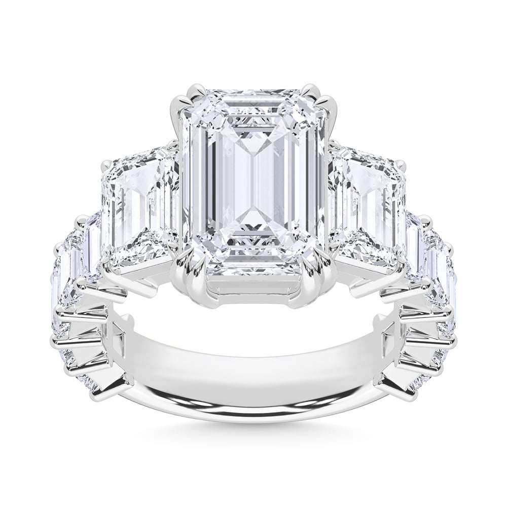 14K White Gold Lab Grown Diamond 9 3/8 Ct.Tw. Emerald Shape Engagement Ring