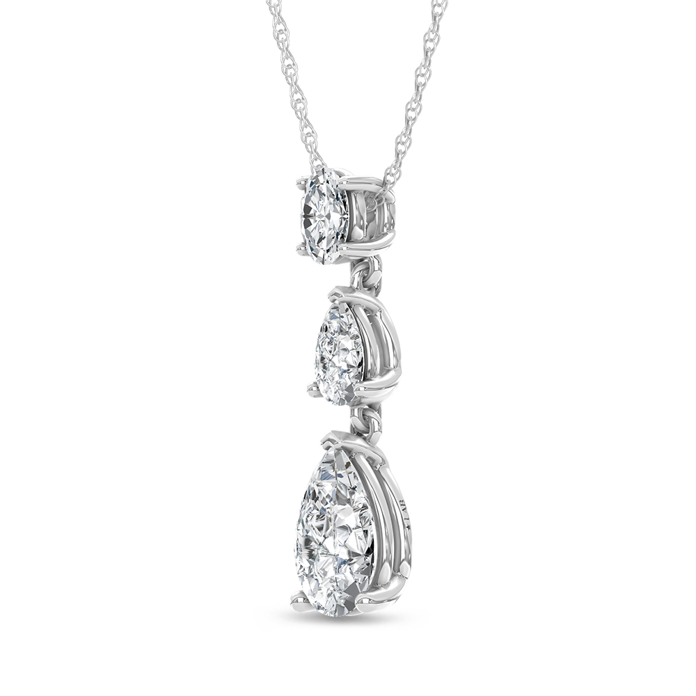 14K White Gold Lab Grown Diamond 1 1/2 Ct.Tw. Oval and Pear Shape Fashion Pendant