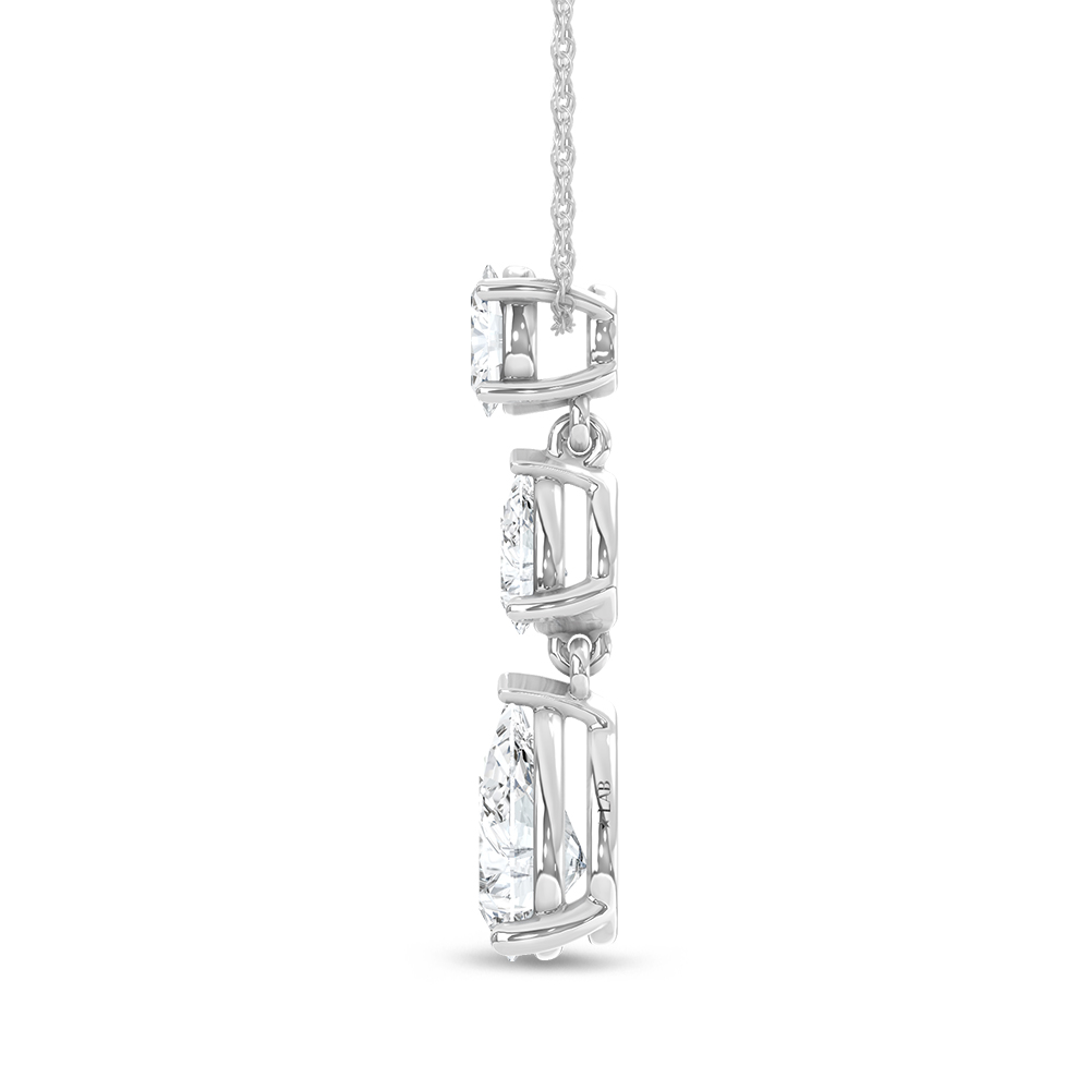 14K White Gold Lab Grown Diamond 1 1/2 Ct.Tw. Oval and Pear Shape Fashion Pendant