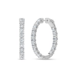 14K White Gold Lab Grown Round Diamond 3 Ct.Tw. In and Out Hoop Earrings