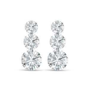 14K White Gold Lab Grown Diamond 3 Ct.Tw. Three Stone Fashion Earrings