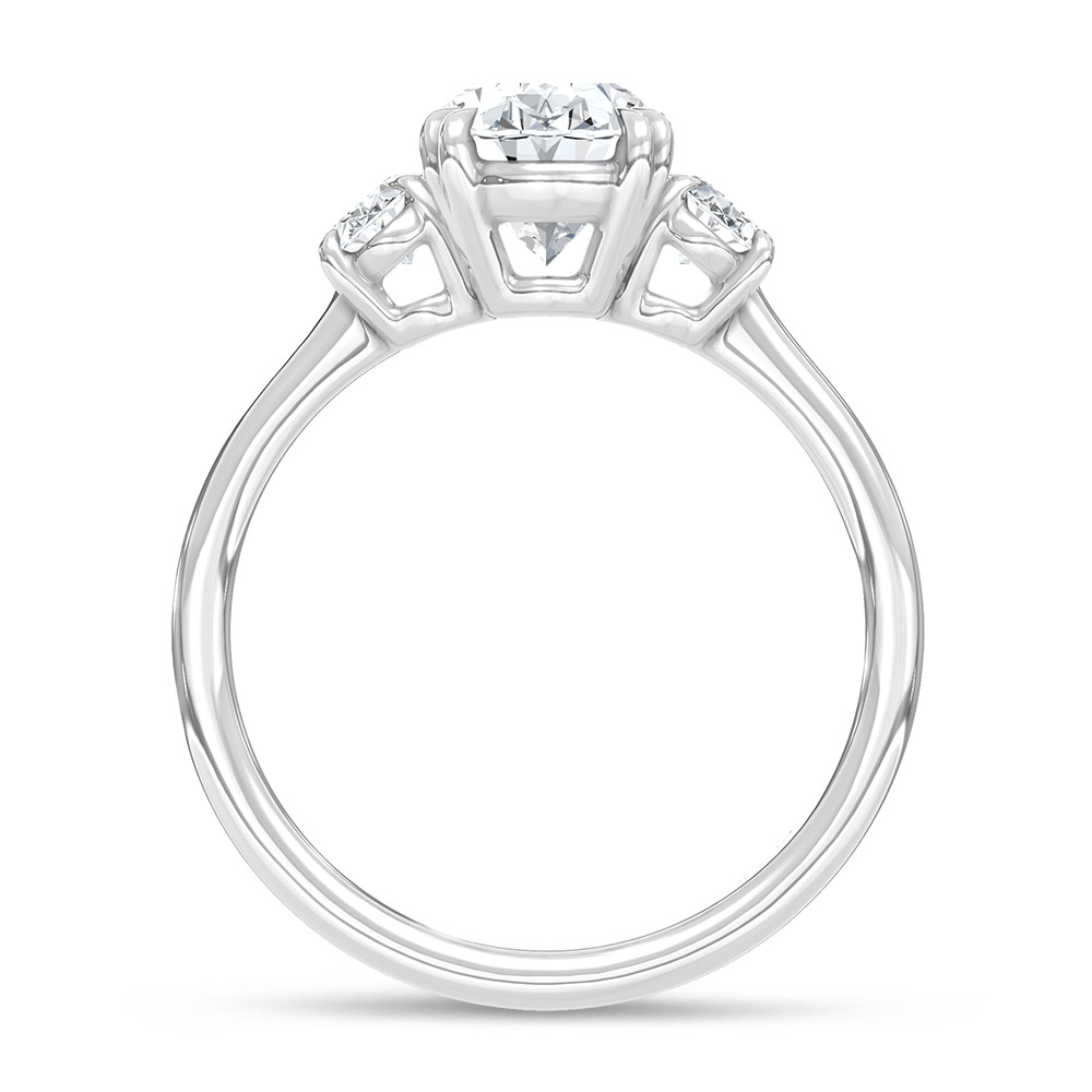 14K White Gold Lab Grown Diamond 2 Ct.Tw. Oval Shape Three Stone Engagement Ring