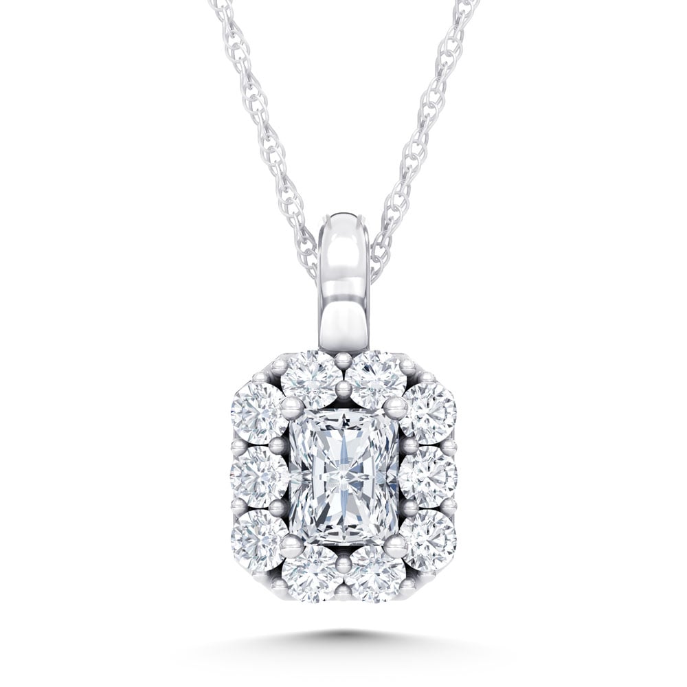 10K White Gold Lab Grown Diamond 1/4 Ct.Tw. Radiant Pendant