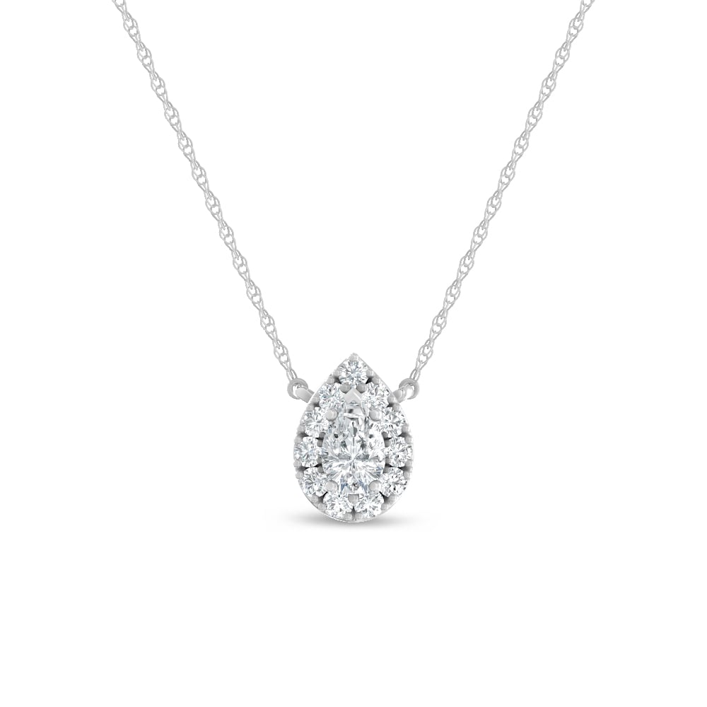 10K White Gold Lab Grown Diamond 1/4 Ct.Tw. Pear Shape Fashion Necklace