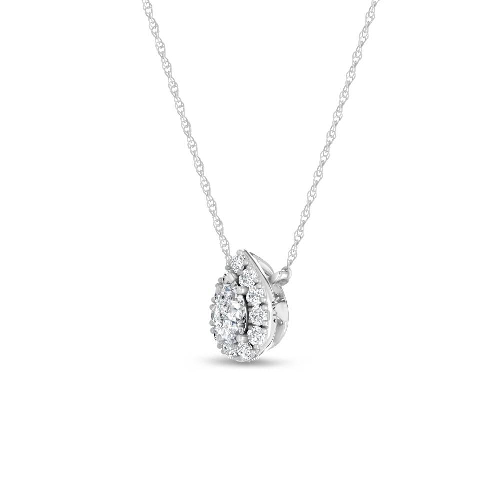 10K White Gold Lab Grown Diamond 1/4 Ct.Tw. Pear Shape Fashion Necklace
