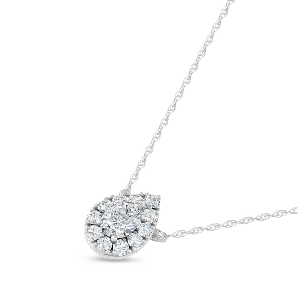 10K White Gold Lab Grown Diamond 1/4 Ct.Tw. Pear Shape Fashion Necklace