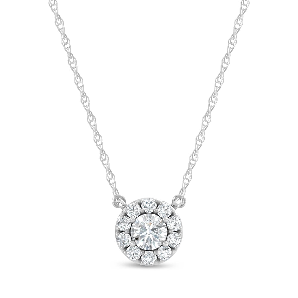 10K White Gold Lab Grown Diamond 1/4 Ct.Tw. Round Shape Fashion Necklace