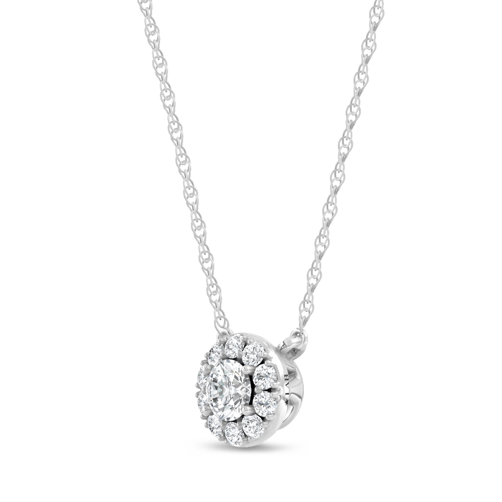 10K White Gold Lab Grown Diamond 1/4 Ct.Tw. Round Shape Fashion Necklace